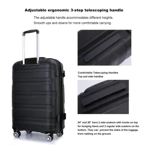 3-Piece Luggage Set with Spinner Wheels and TSA Lock, Hardshell Lightweight Suitcase with Zippered Pocket & Adjustable Handle