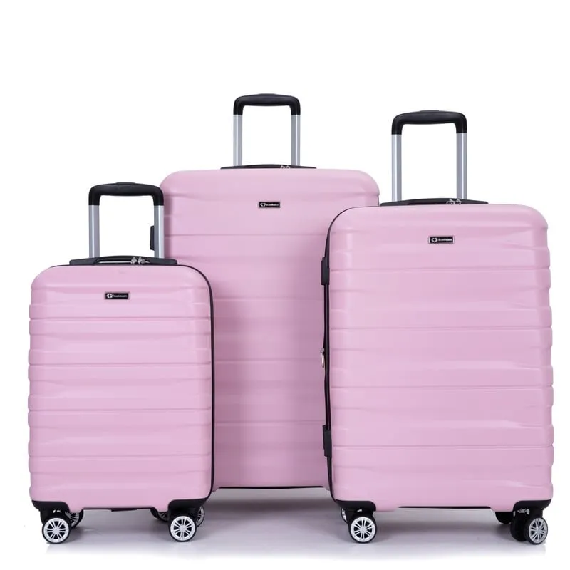 3PCS Durable Suitcase Luggage Sets with 2 Hooks,TSA Lock and Spinner Wheels