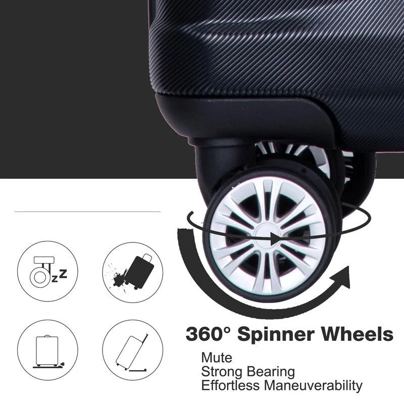 3PCS Durable Suitcase Luggage Sets with 2 Hooks,TSA Lock and Spinner Wheels