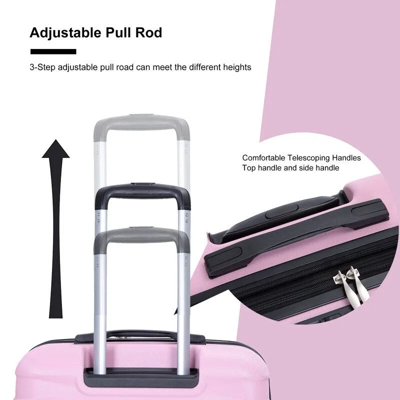 3PCS Durable Suitcase Luggage Sets with 2 Hooks,TSA Lock and Spinner Wheels