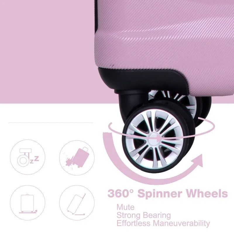 3PCS Durable Suitcase Luggage Sets with 2 Hooks,TSA Lock and Spinner Wheels