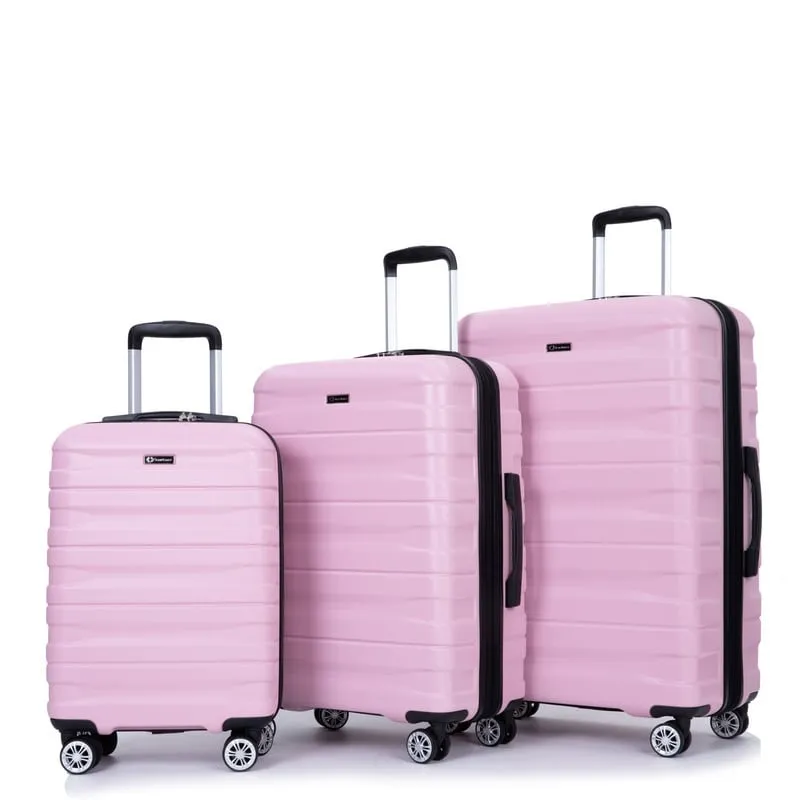3PCS Durable Suitcase Luggage Sets with 2 Hooks,TSA Lock and Spinner Wheels