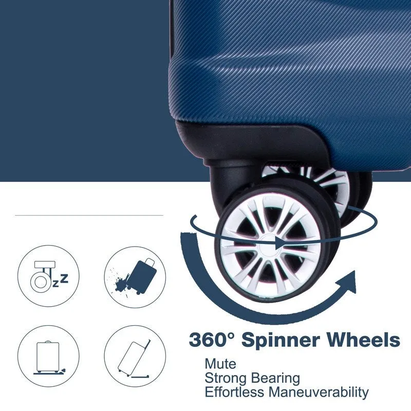 3PCS Durable Suitcase Luggage Sets with 2 Hooks,TSA Lock and Spinner Wheels