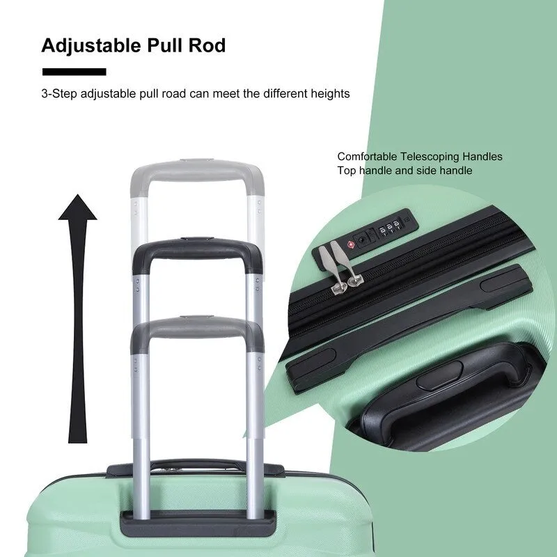 3PCS Durable Suitcase Luggage Sets with 2 Hooks,TSA Lock and Spinner Wheels