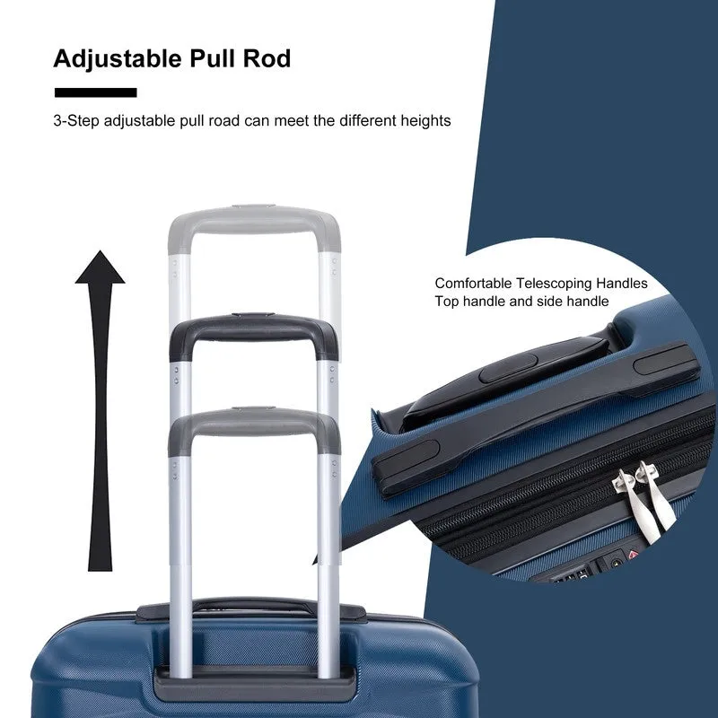 3PCS Durable Suitcase Luggage Sets with 2 Hooks,TSA Lock and Spinner Wheels
