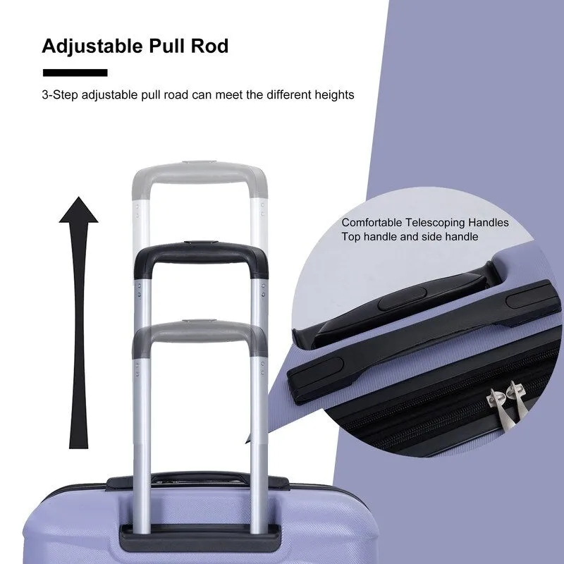 3PCS Durable Suitcase Luggage Sets with 2 Hooks,TSA Lock and Spinner Wheels