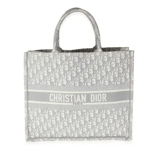 Christian Dior Ecru Gray Oblique Jacquard Large Book Tote