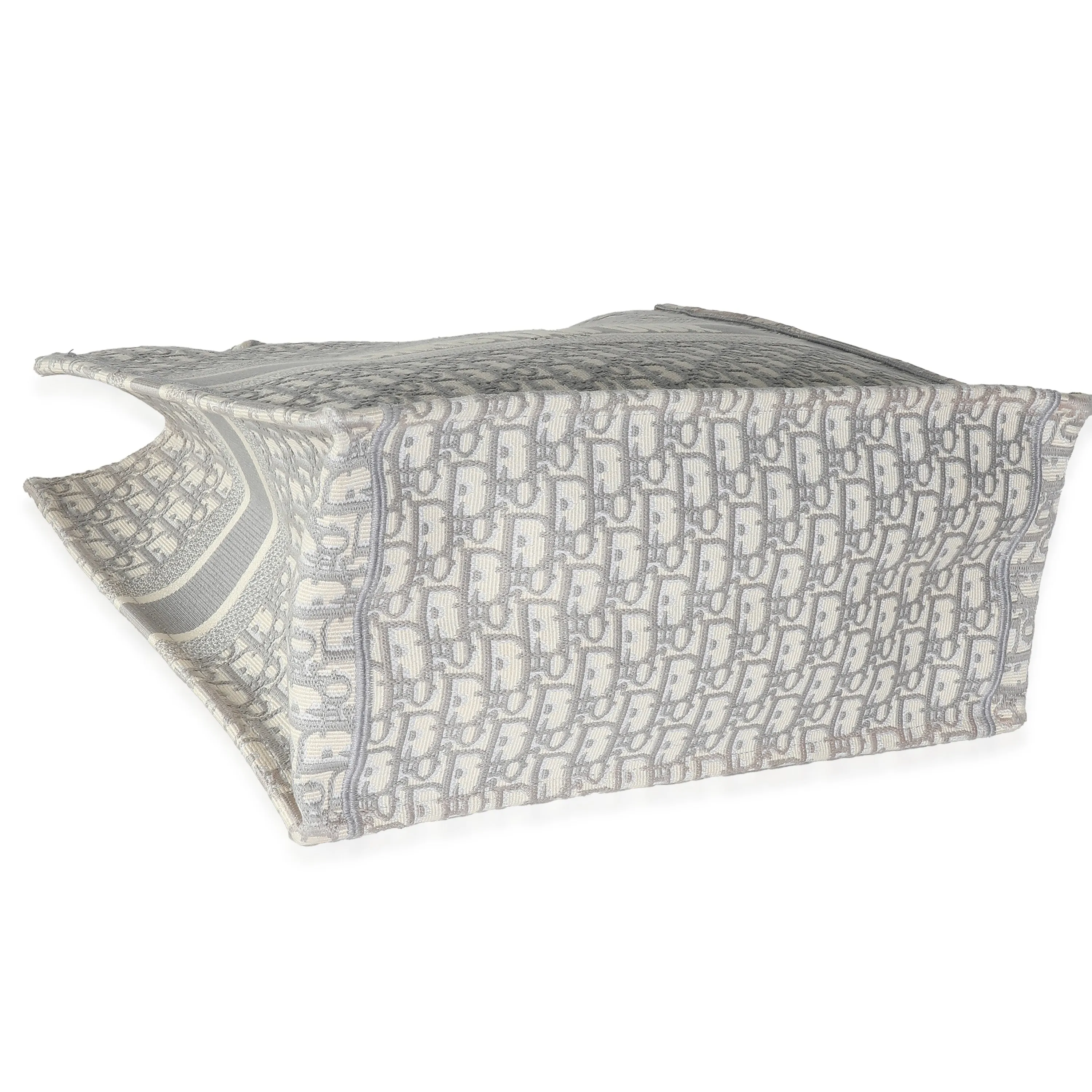 Christian Dior Ecru Gray Oblique Jacquard Large Book Tote
