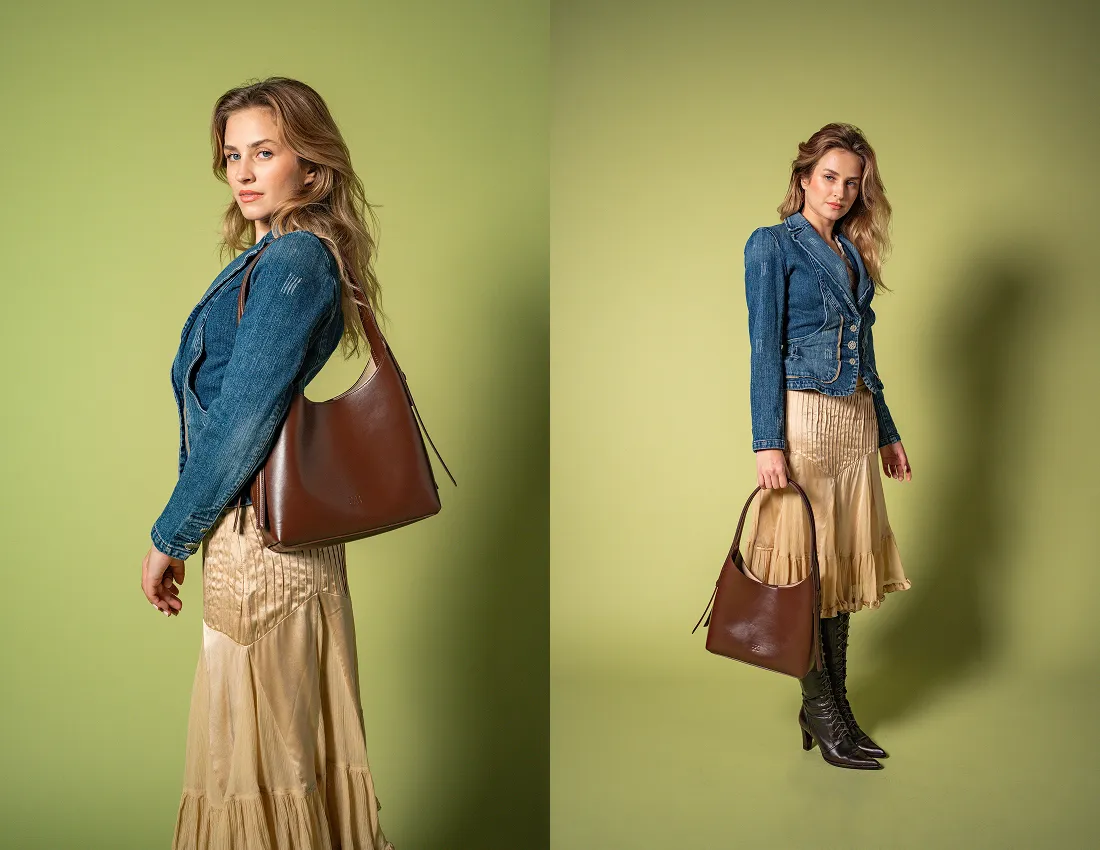 Frida Vegan Italian Grape Leather Shoulder Bag | Cocoa