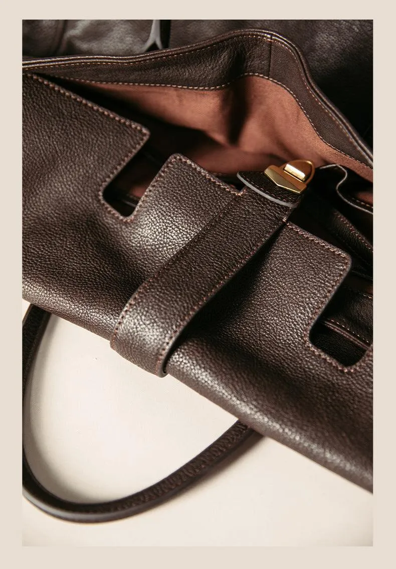 Large Elegant Soft Genuine Leather Tote Briefcase for Women