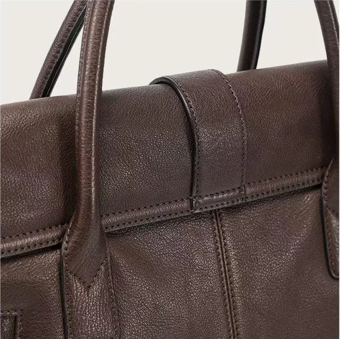 Large Elegant Soft Genuine Leather Tote Briefcase for Women