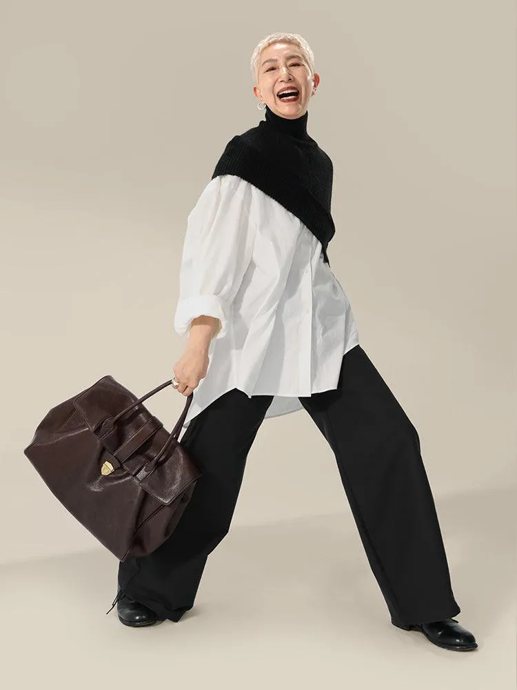 Large Elegant Soft Genuine Leather Tote Briefcase for Women