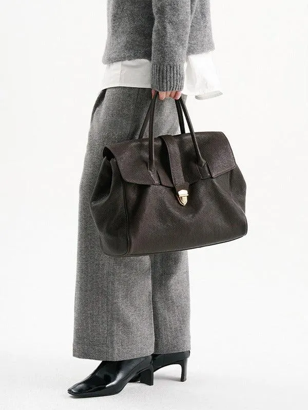 Large Elegant Soft Genuine Leather Tote Briefcase for Women
