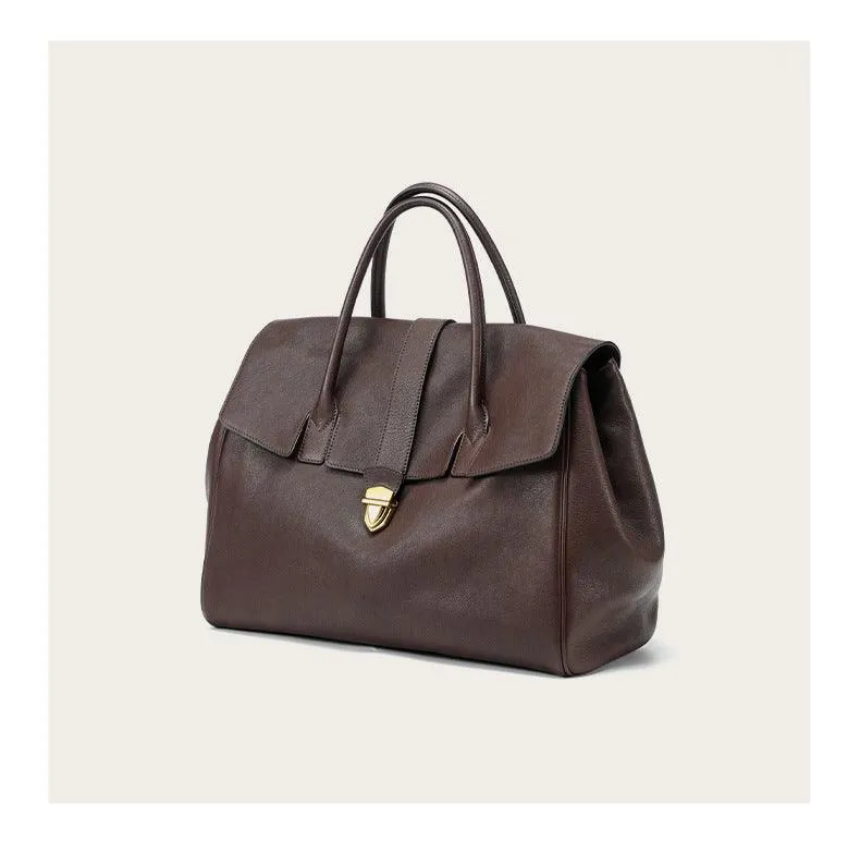 Large Elegant Soft Genuine Leather Tote Briefcase for Women