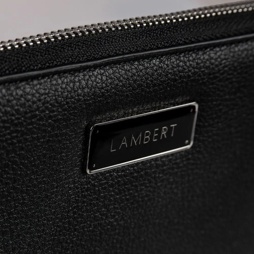 Le Ines - Étui à passeport familial en cuir vegan noir recyclé