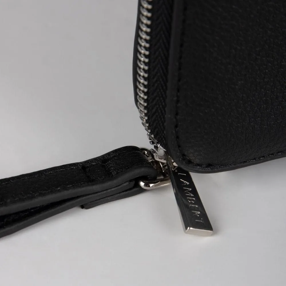 Le Ines - Étui à passeport familial en cuir vegan noir recyclé