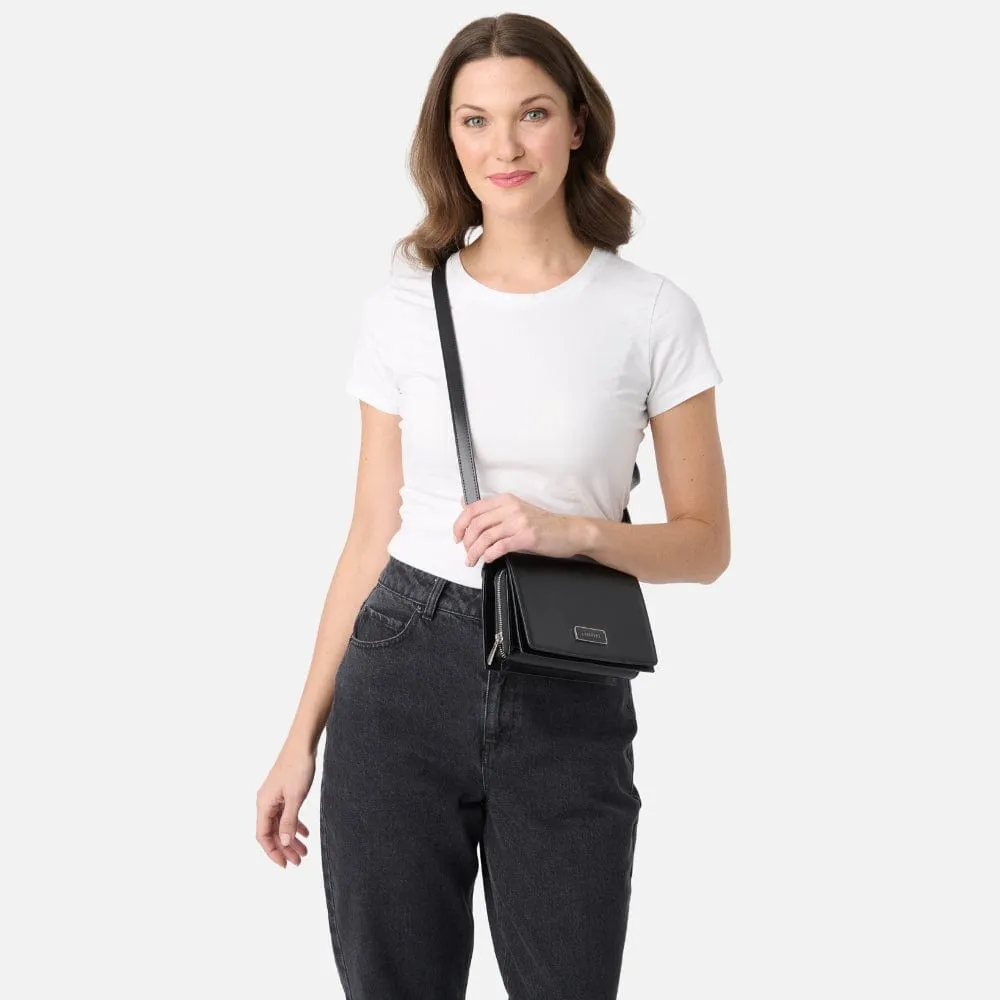Le Rebecca - Sac bandoulière en cuir vegan noir recyclé