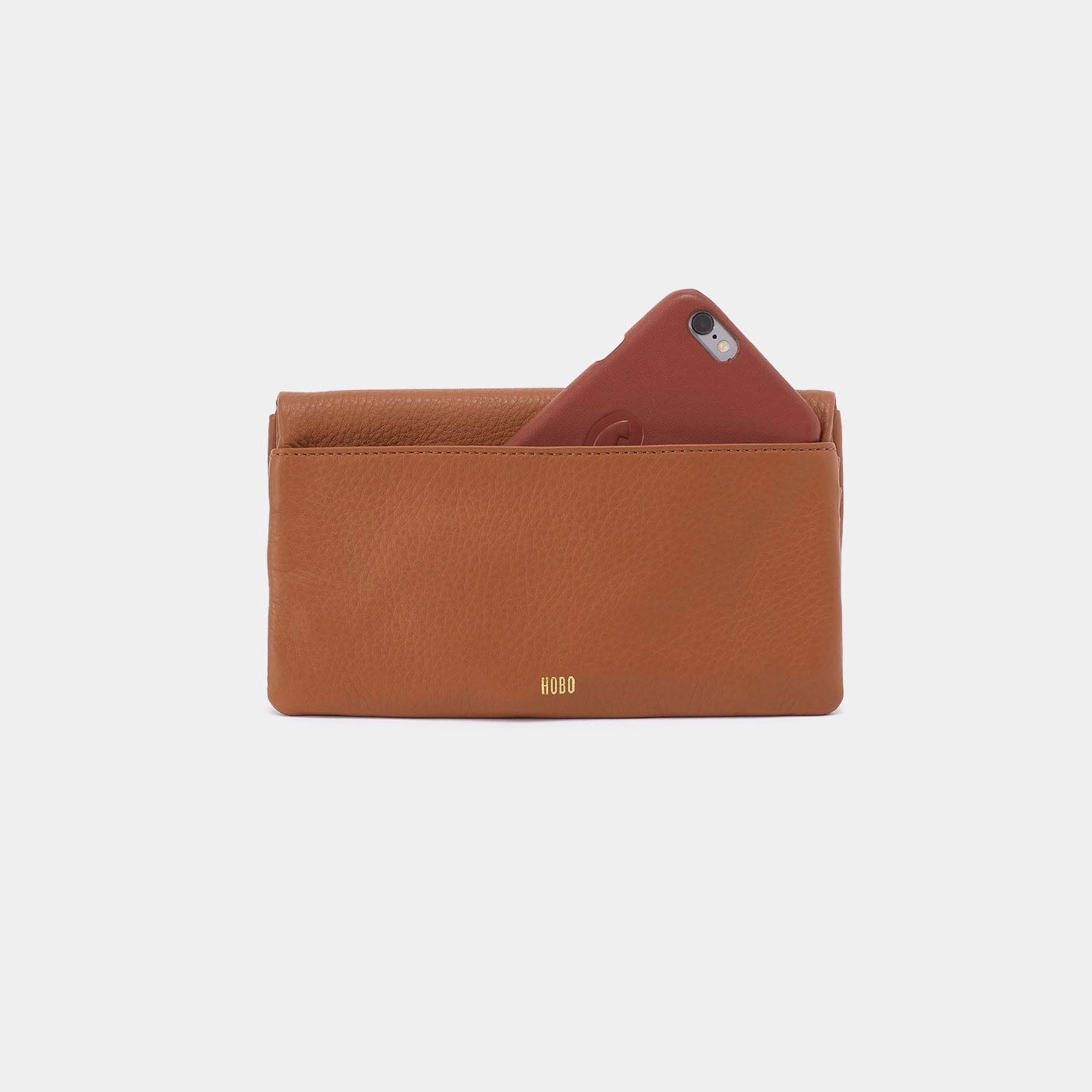 Lumen Continental Wallet In Pebbled Leather - Warm Honey