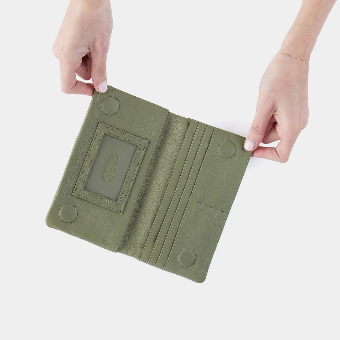 Lumen Continental Wallet In Pebbled Leather - Watercress