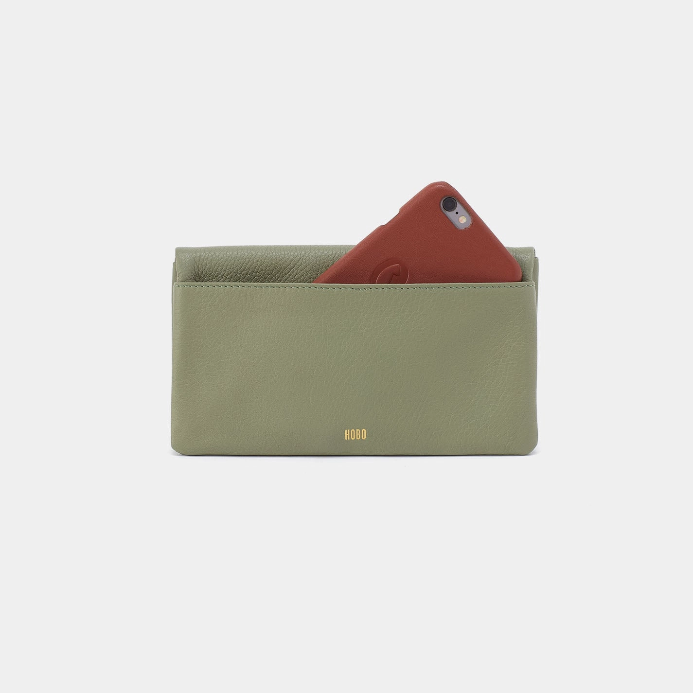 Lumen Continental Wallet In Pebbled Leather - Watercress