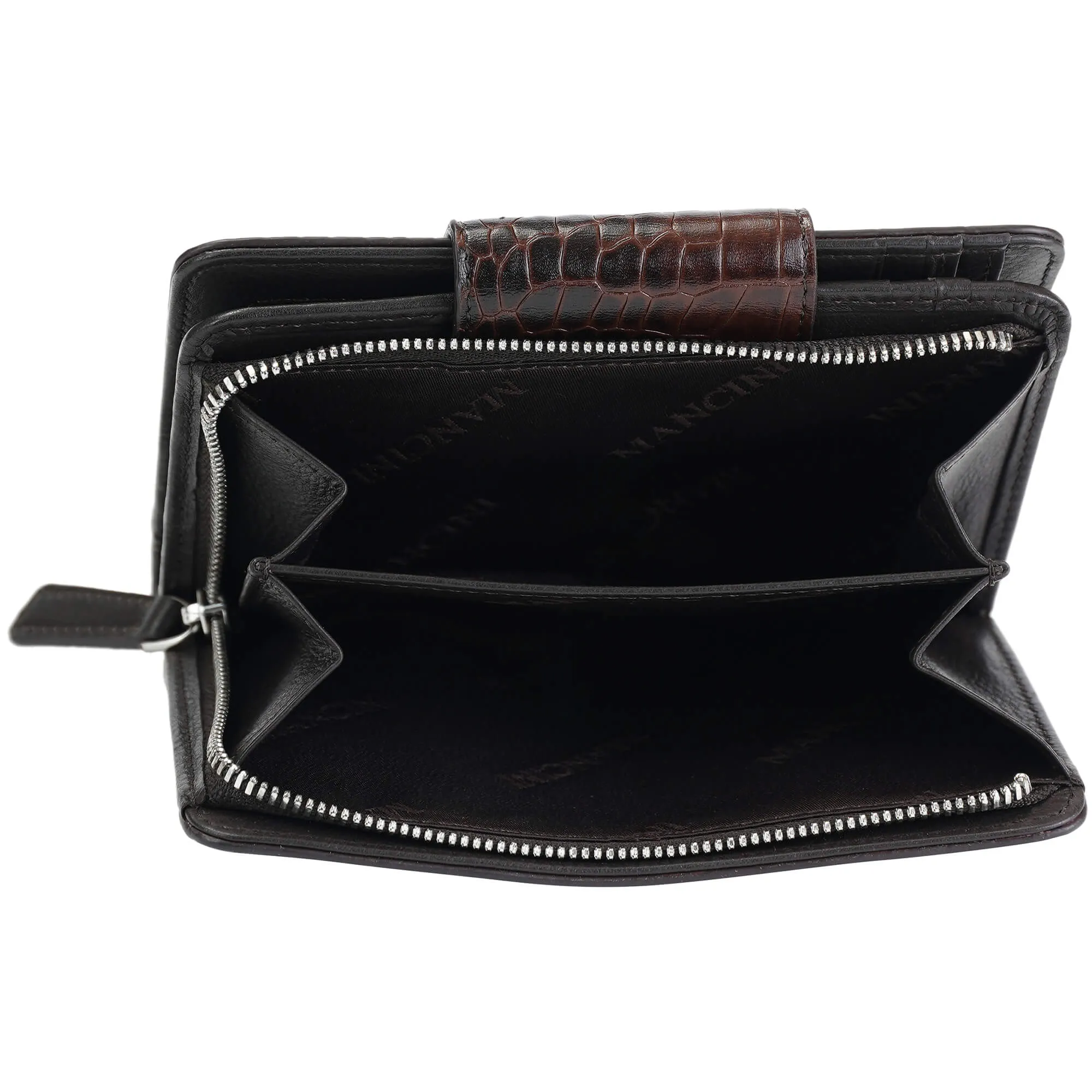 Mancini Croco2 Women's Medium Clutch Wallet with Enhanced RFID Protection
