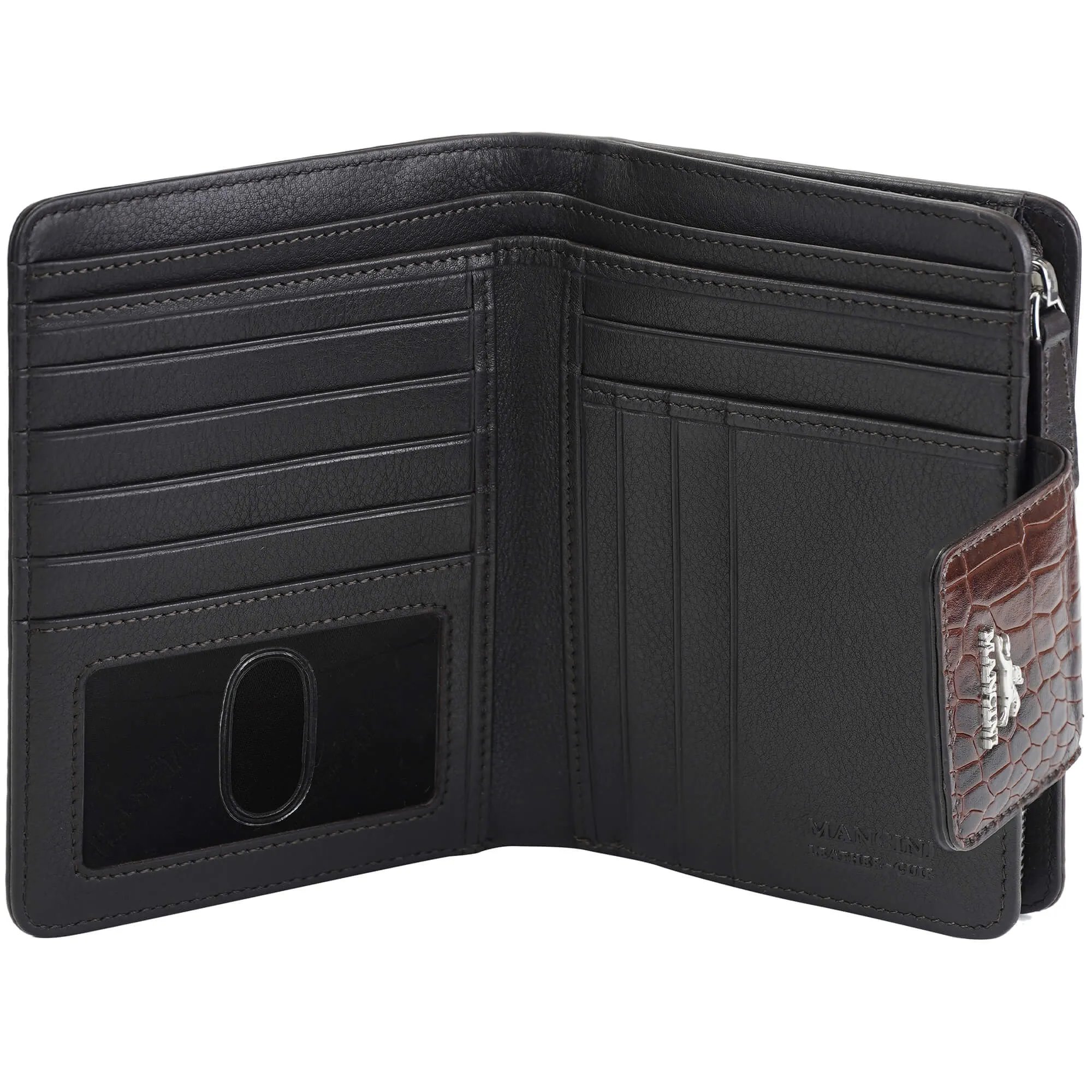 Mancini Croco2 Women's Medium Clutch Wallet with Enhanced RFID Protection