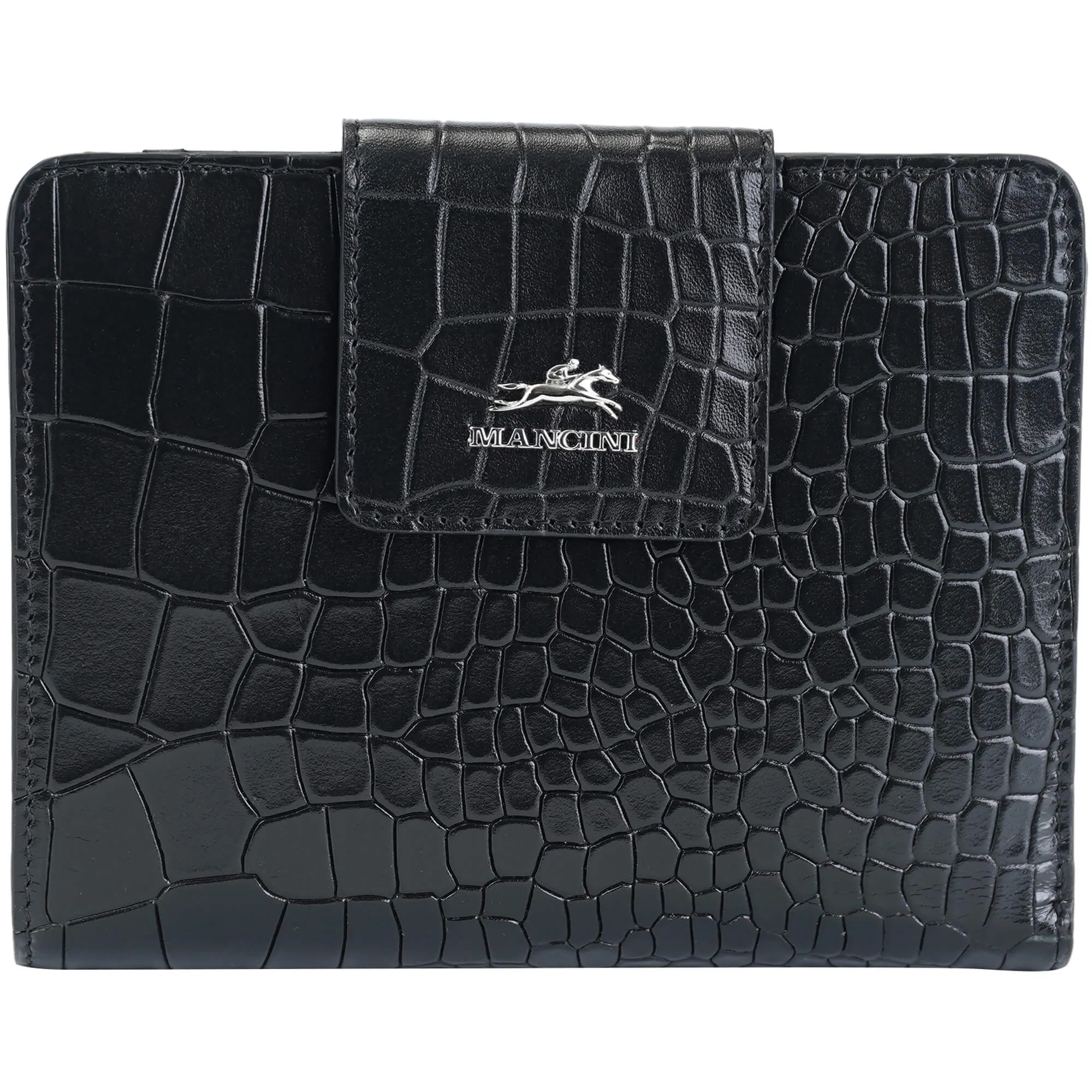 Mancini Croco2 Women's Medium Clutch Wallet with Enhanced RFID Protection