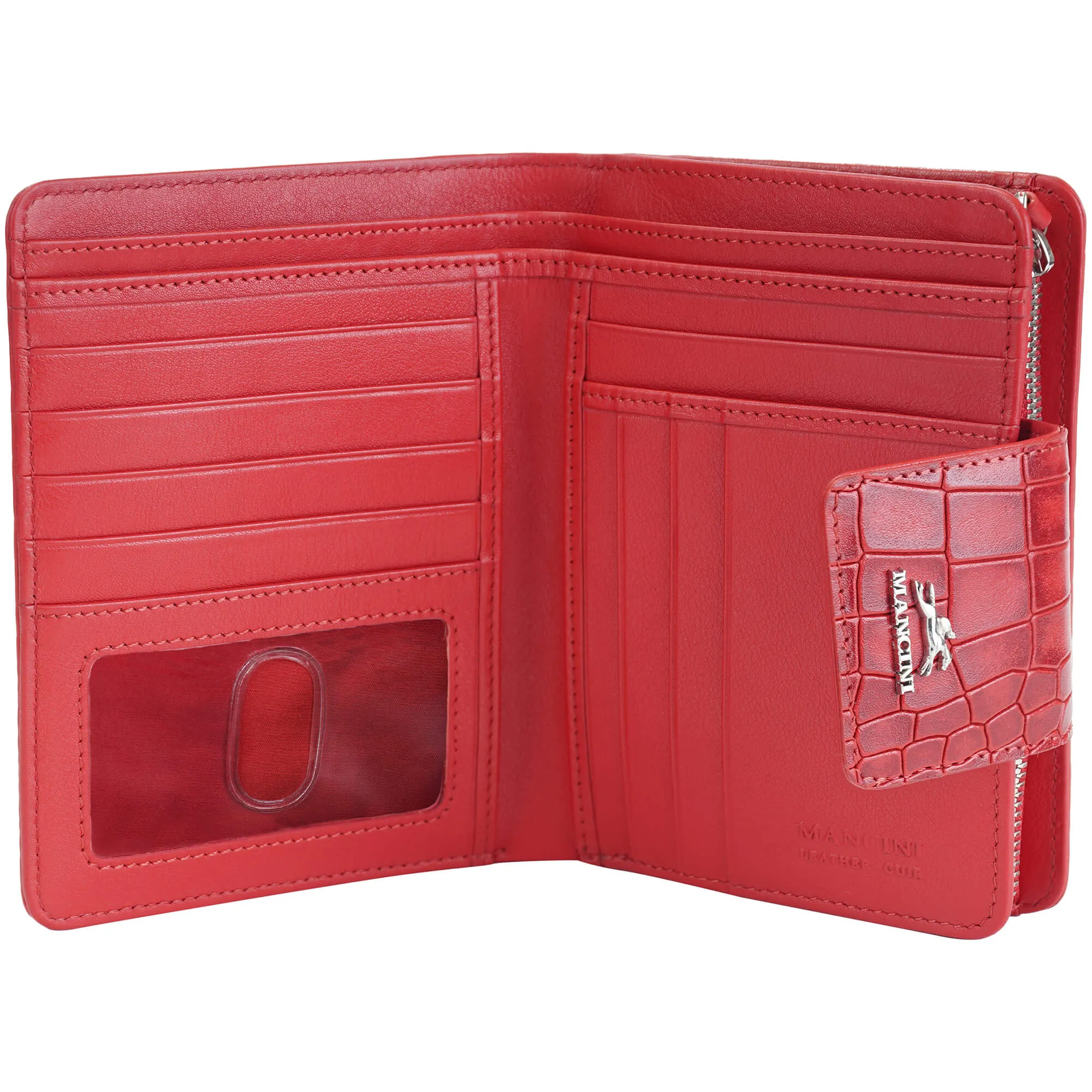Mancini Croco2 Women's Medium Clutch Wallet with Enhanced RFID Protection