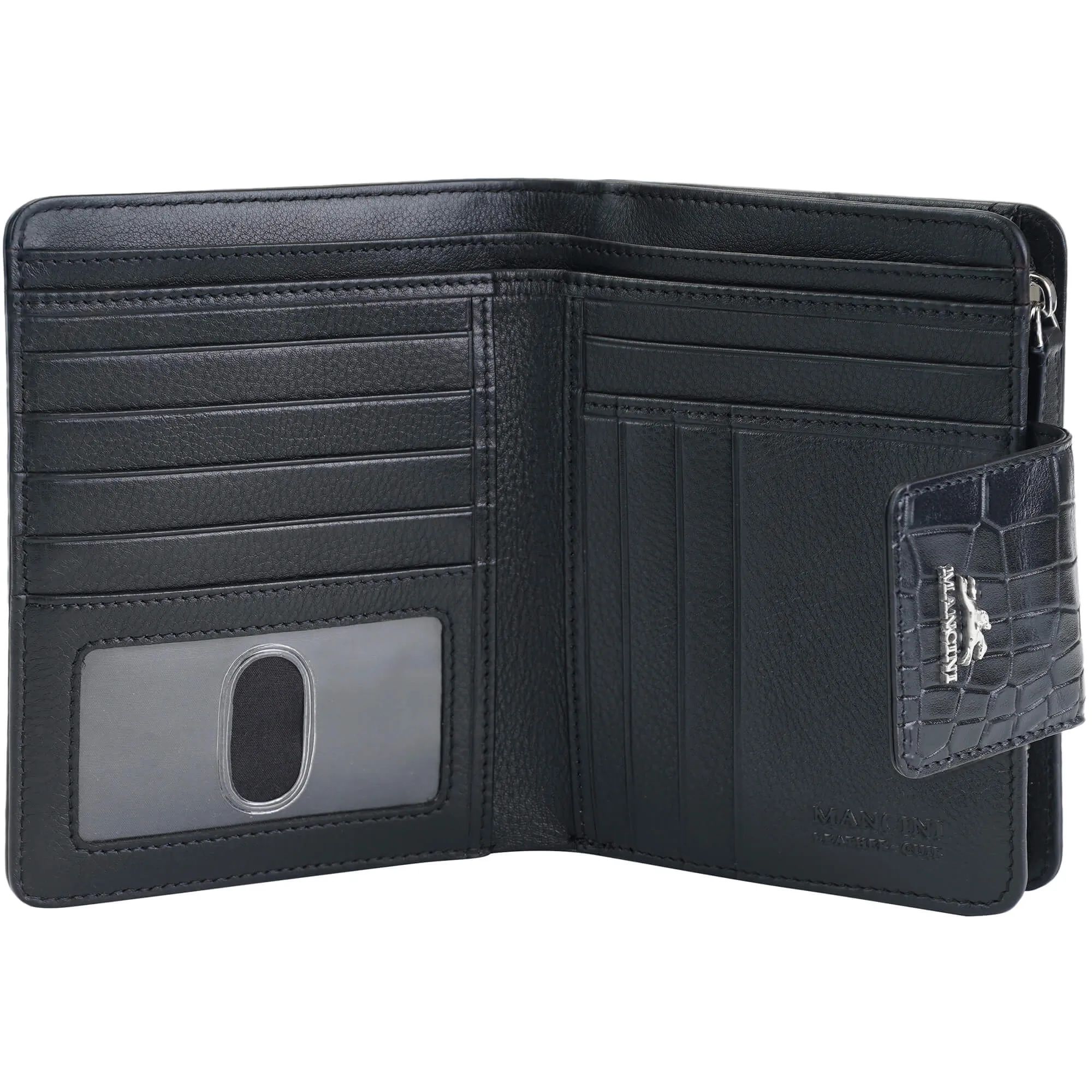 Mancini Croco2 Women's Medium Clutch Wallet with Enhanced RFID Protection