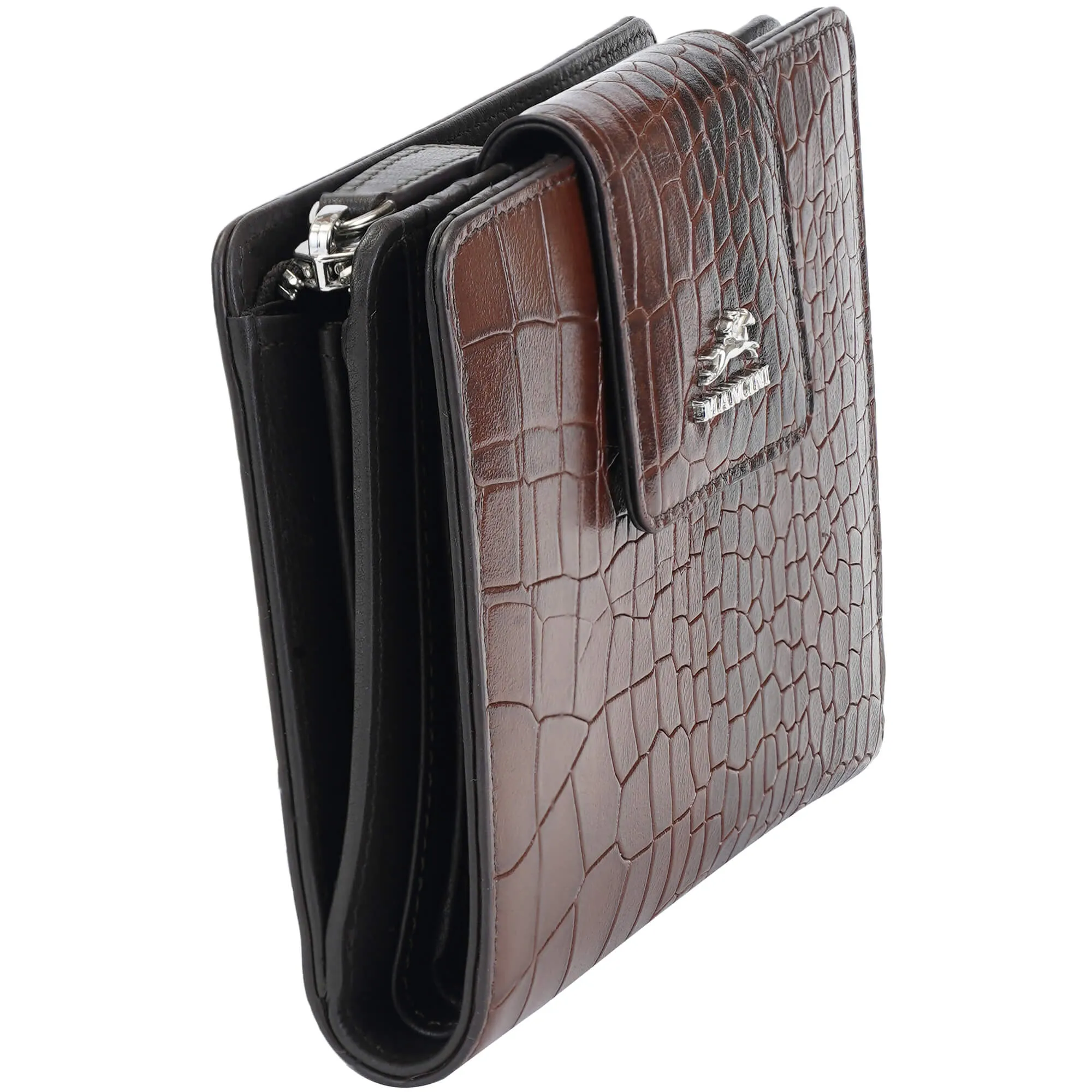 Mancini Croco2 Women's Medium Clutch Wallet with Enhanced RFID Protection