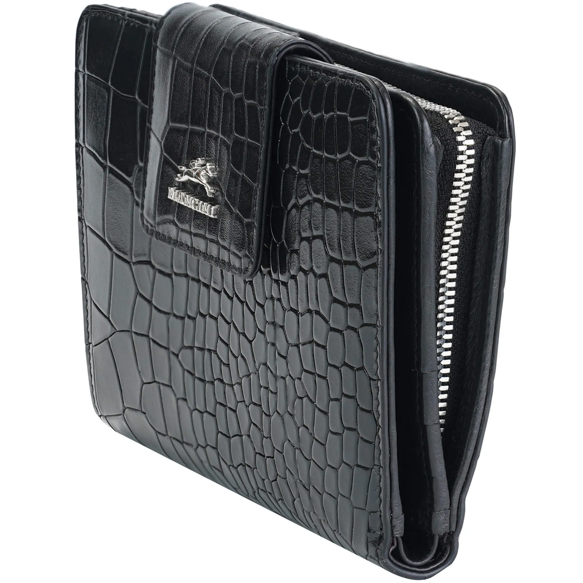 Mancini Croco2 Women's Medium Clutch Wallet with Enhanced RFID Protection