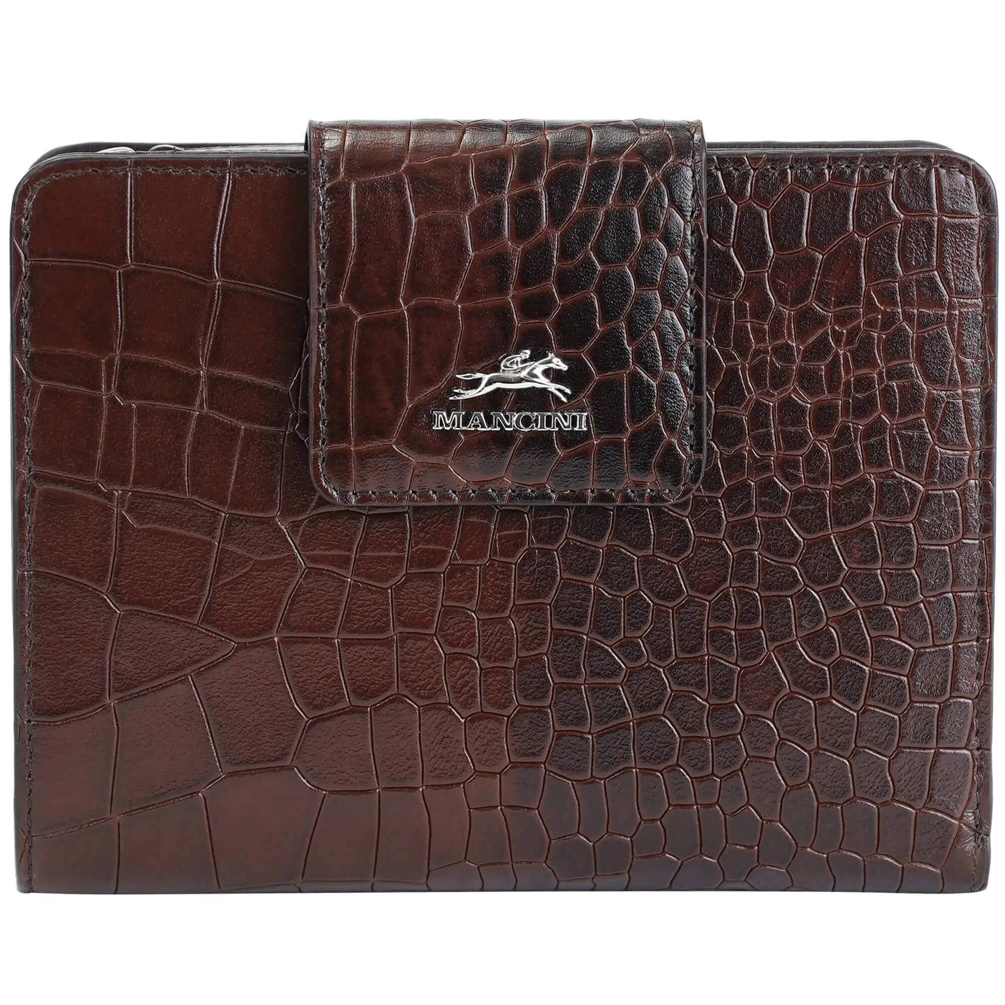 Mancini Croco2 Women's Medium Clutch Wallet with Enhanced RFID Protection