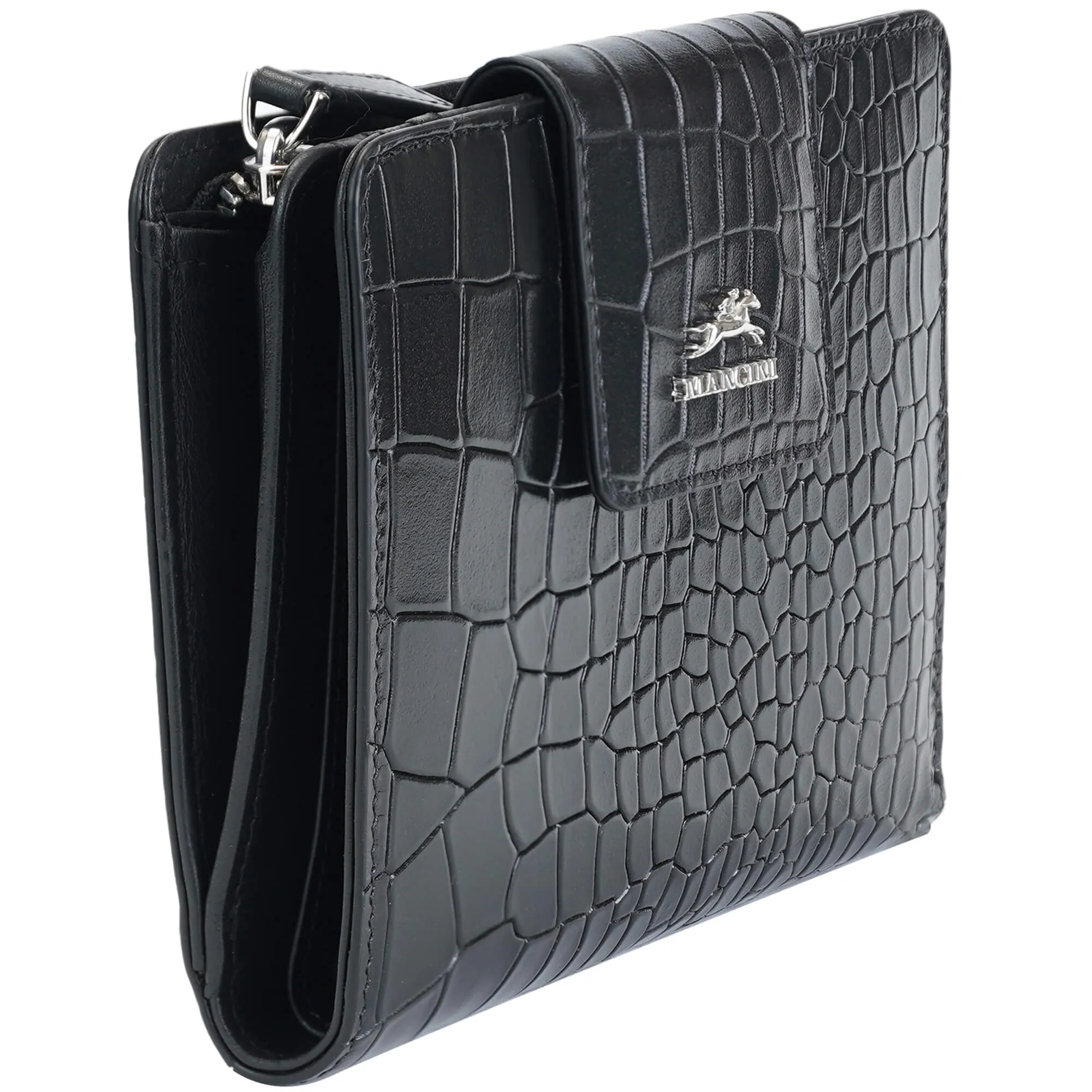 Mancini Croco2 Women's Medium Clutch Wallet with Enhanced RFID Protection