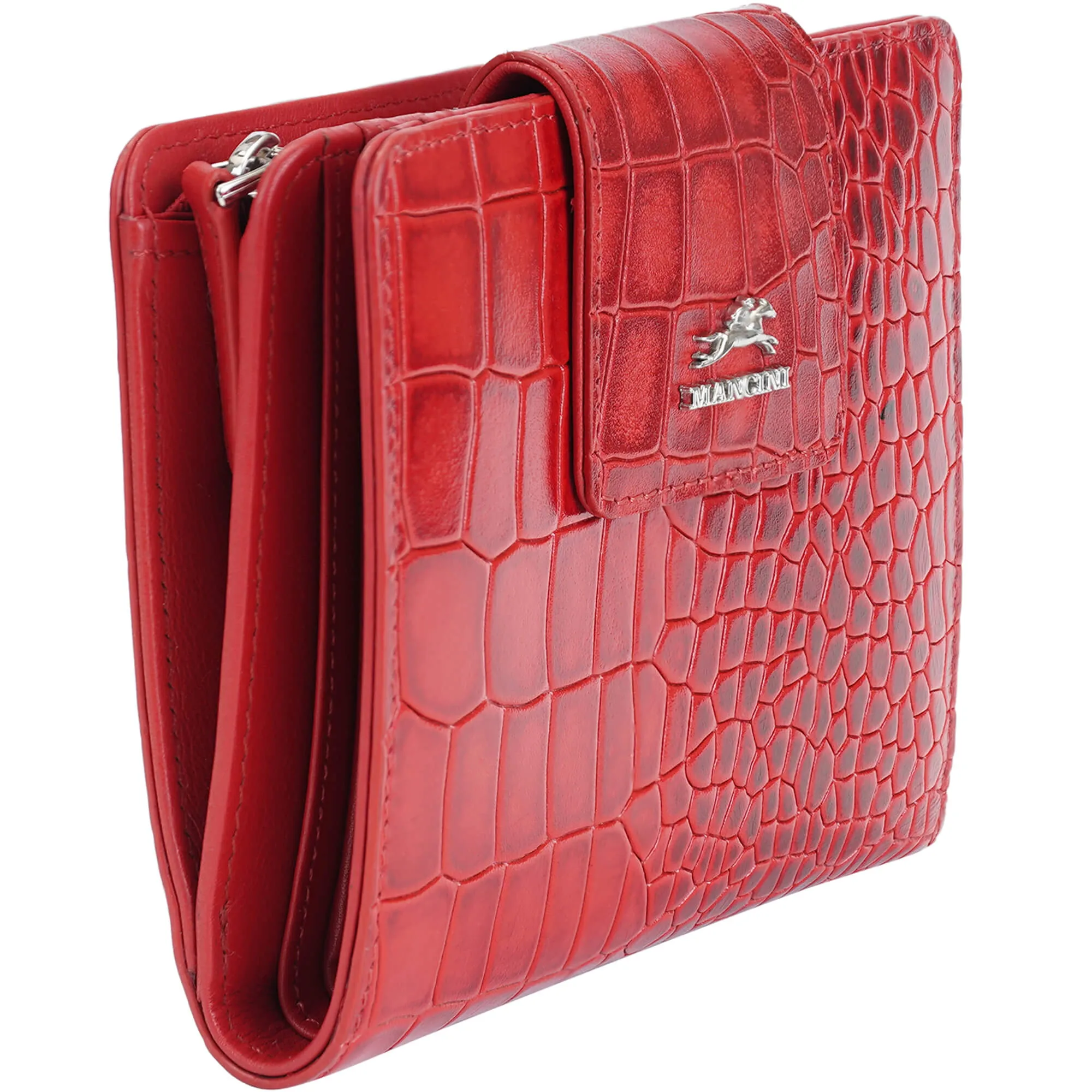 Mancini Croco2 Women's Medium Clutch Wallet with Enhanced RFID Protection