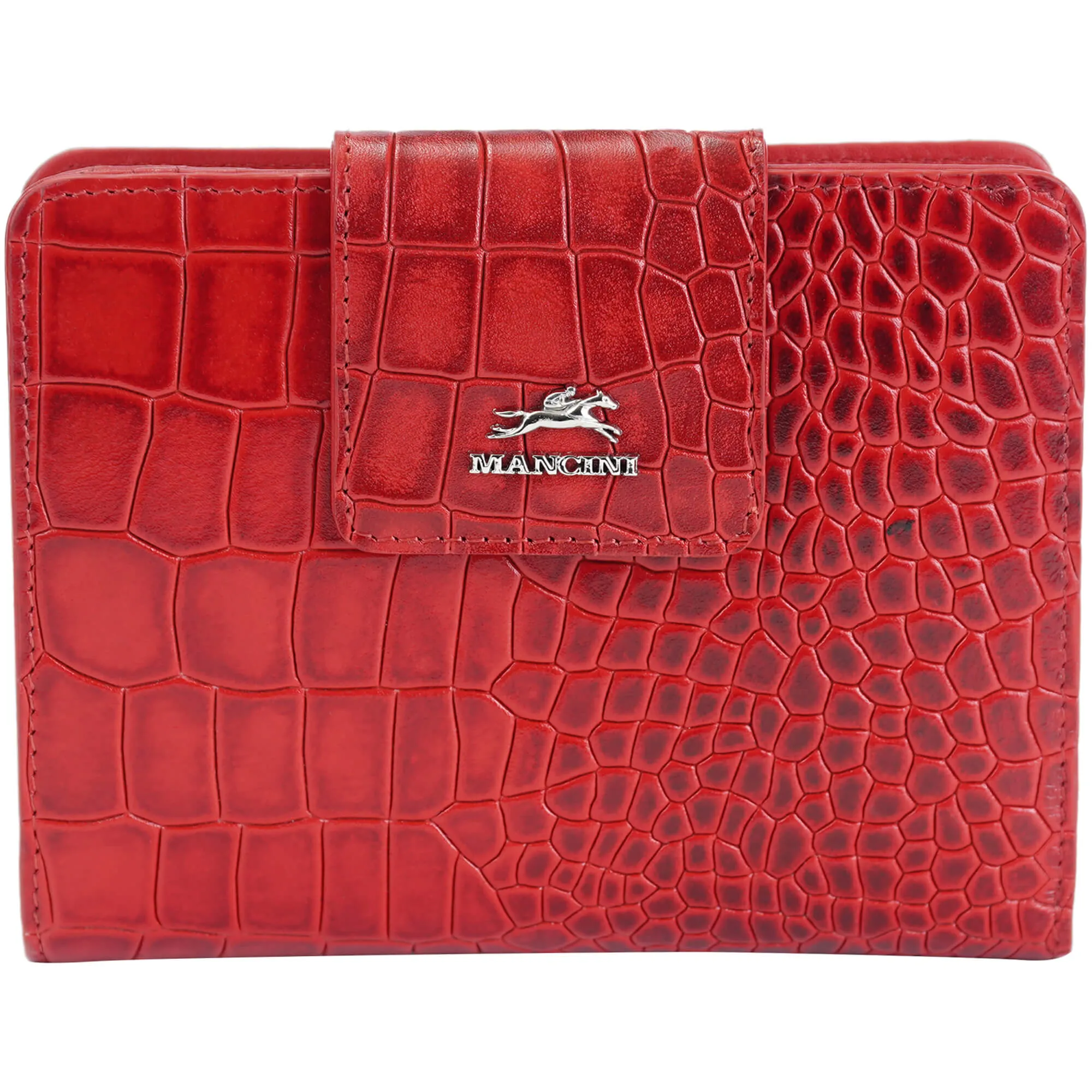 Mancini Croco2 Women's Medium Clutch Wallet with Enhanced RFID Protection