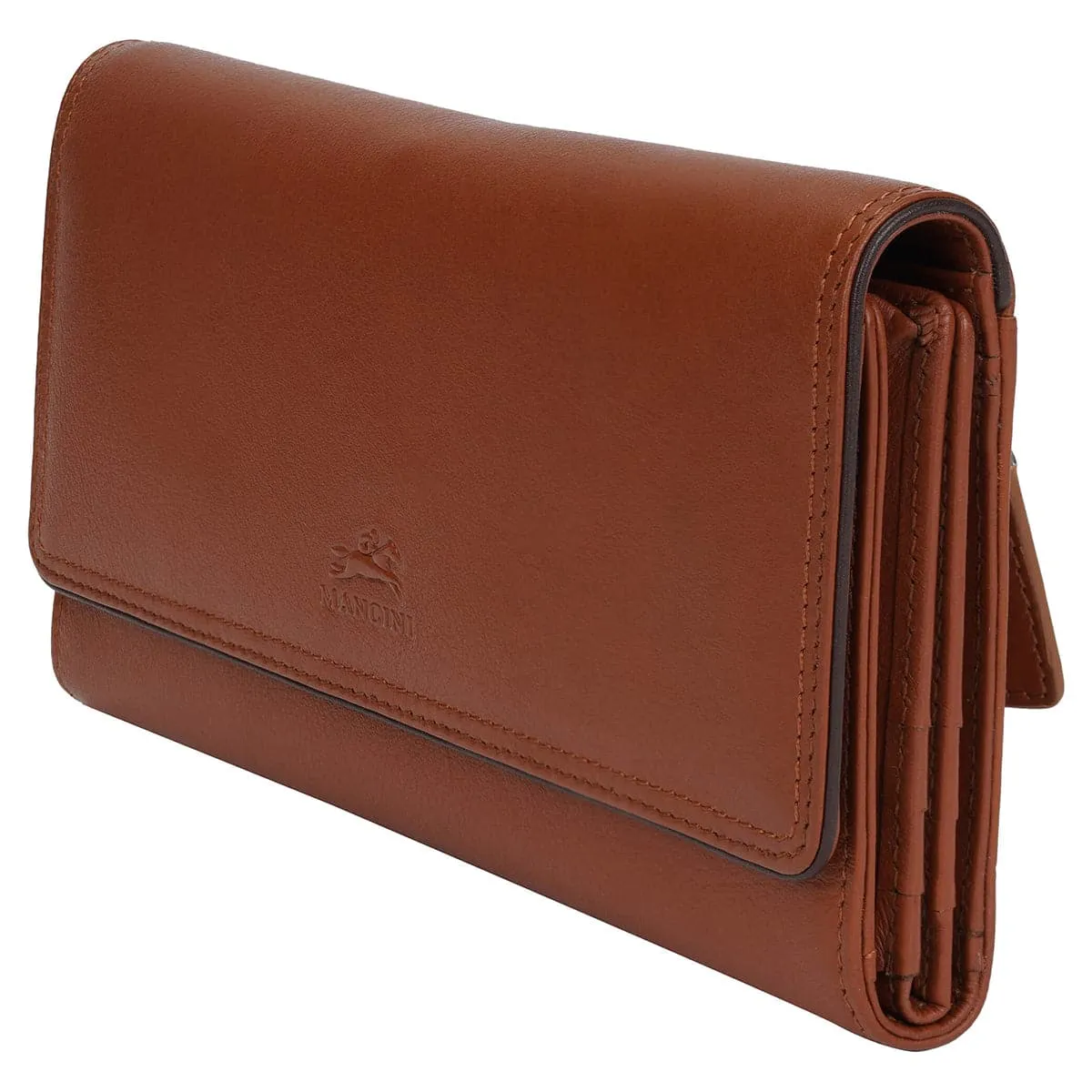 Mancini Sonoma Women's Leather Quad fold Wallet with Enhanced RFID Protection