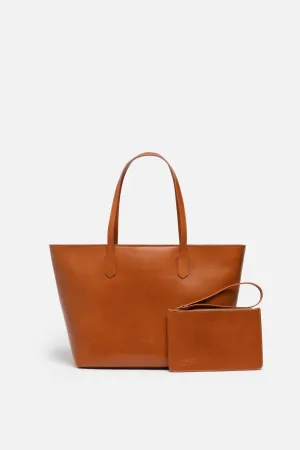 Manila All Purpose Large Carryall Leather Tote Bag in Camel Brown - WAITLIST