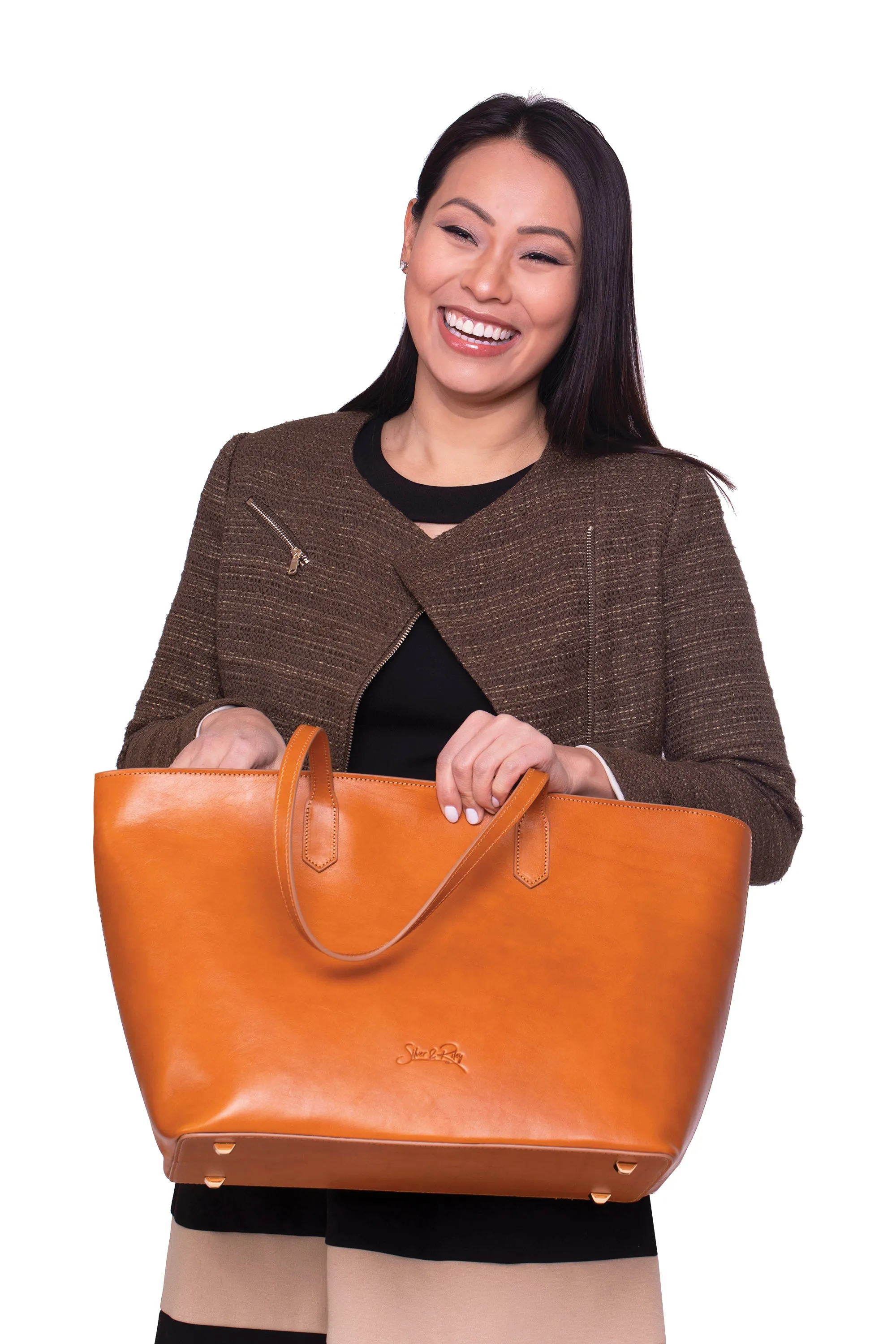 Manila All Purpose Large Carryall Leather Tote Bag in Camel Brown - WAITLIST