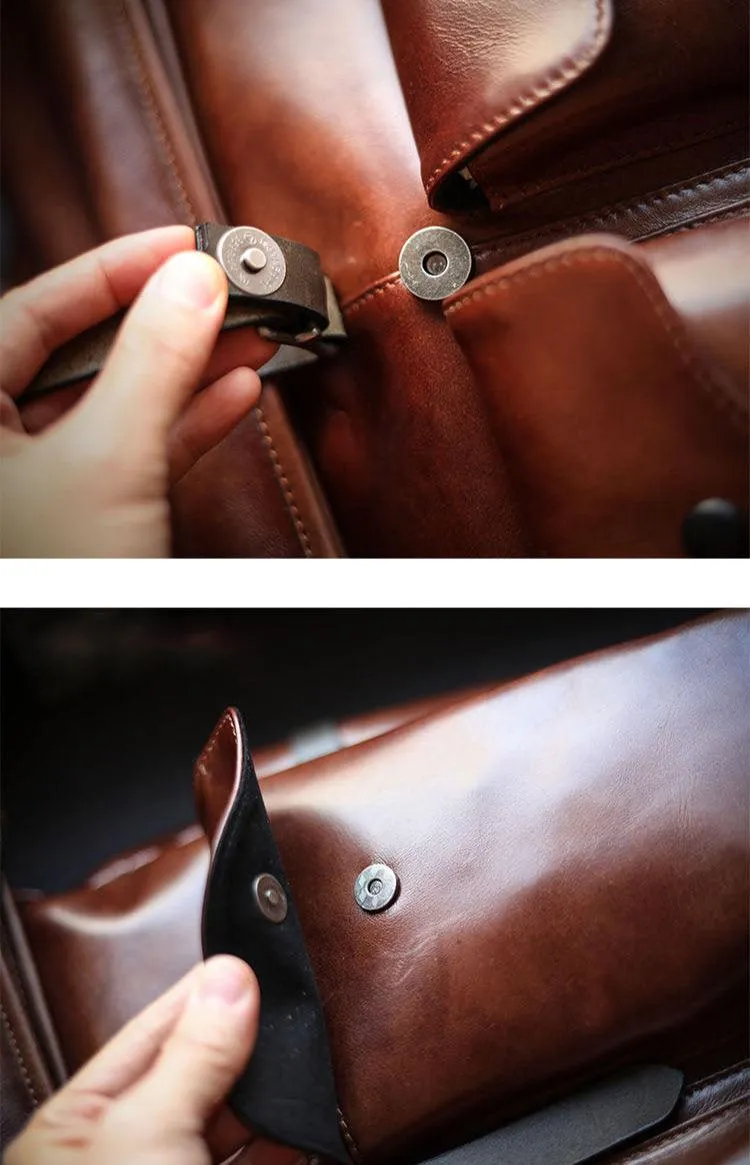 Men’s Full Grain Leather Roll Top Backpack, Handcrafted Vintage Italian Cowhide Laptop, Travel, and Work Bag