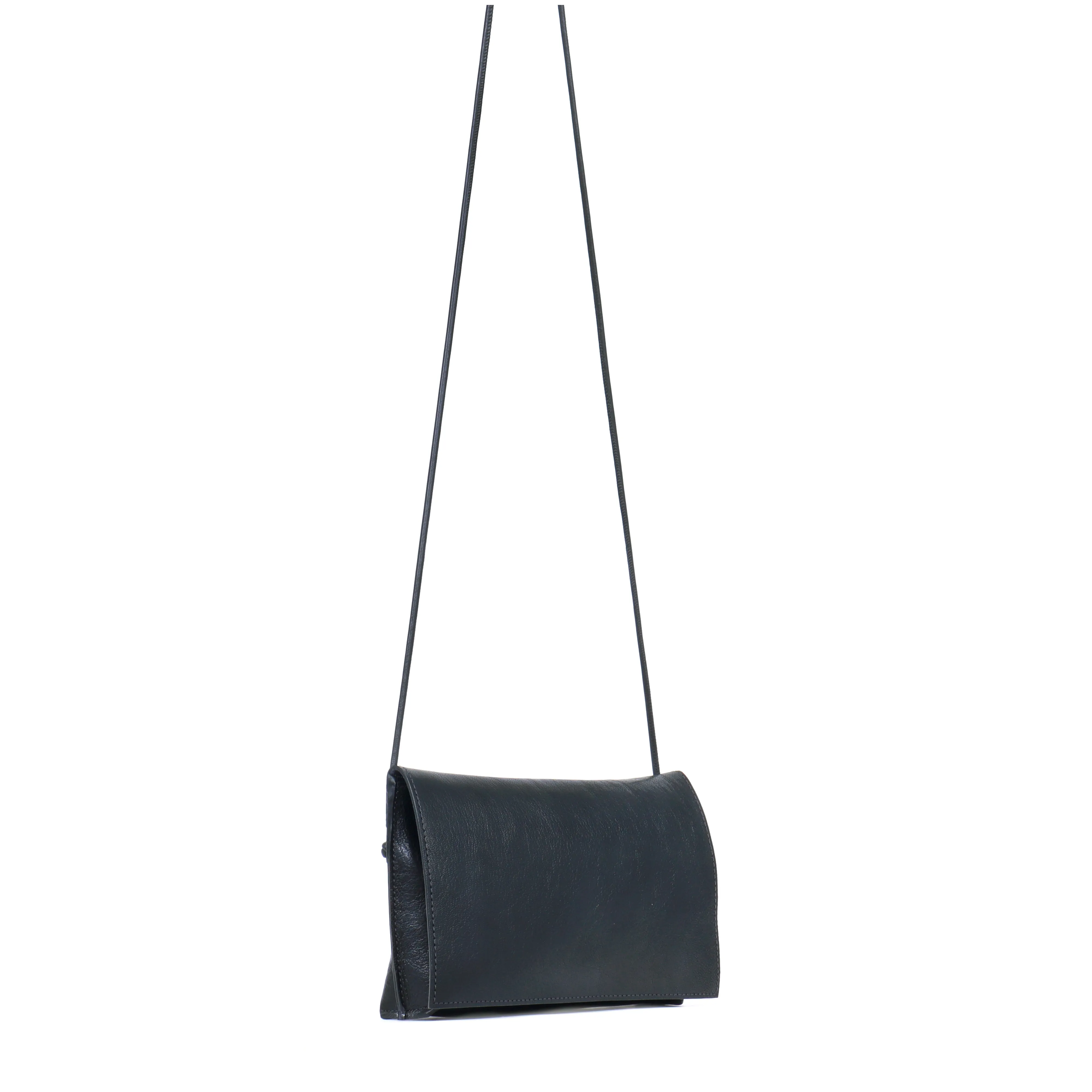 STRAPPY FOLDOVER BLACK ITALIAN LAMB