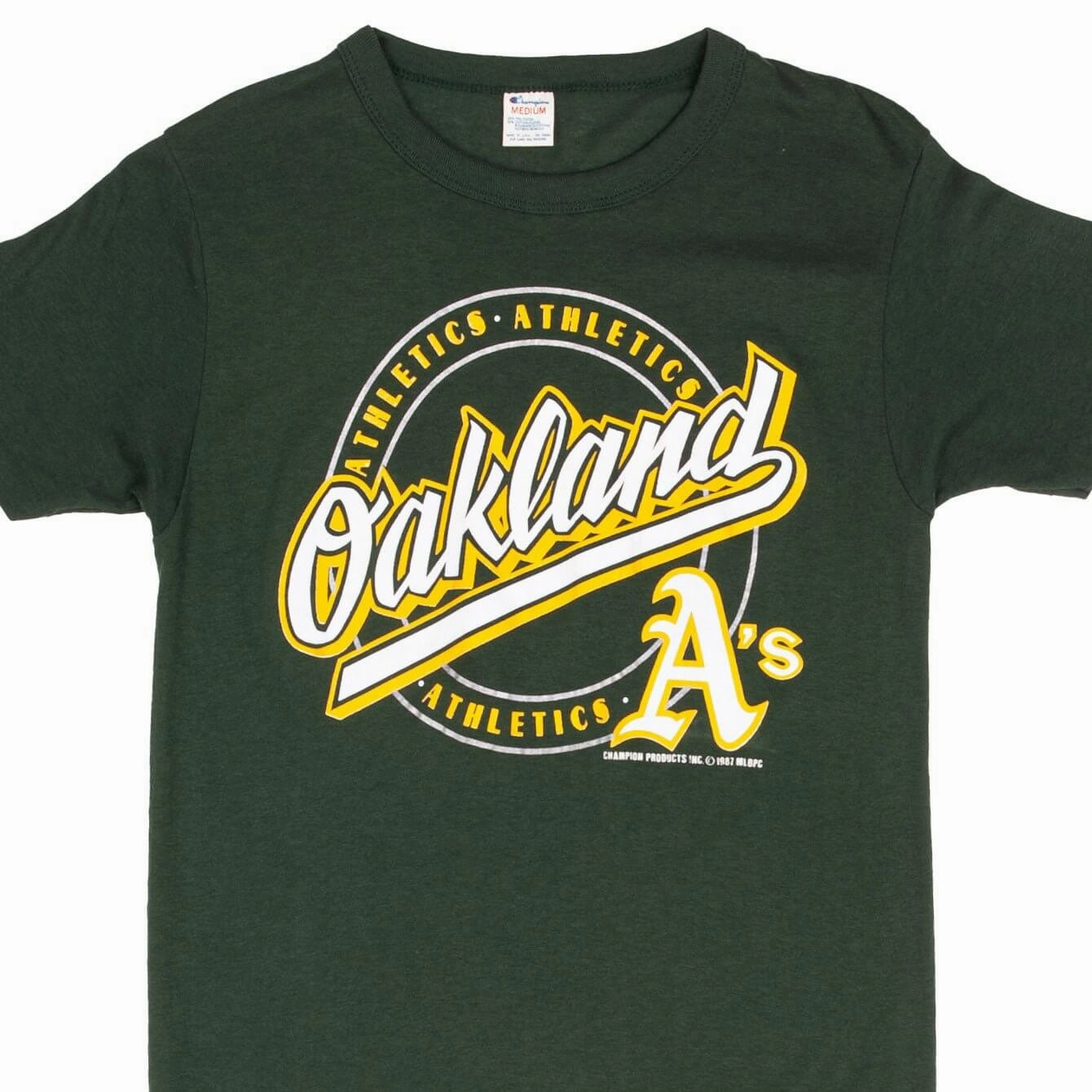 VINTAGE MLB OAKLAND ATHLETICS 1987 CHAMPION TEE SHIRT SIZE SMALL MADE IN USA