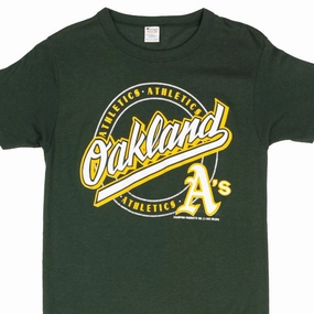 VINTAGE MLB OAKLAND ATHLETICS 1987 CHAMPION TEE SHIRT SIZE SMALL MADE IN USA