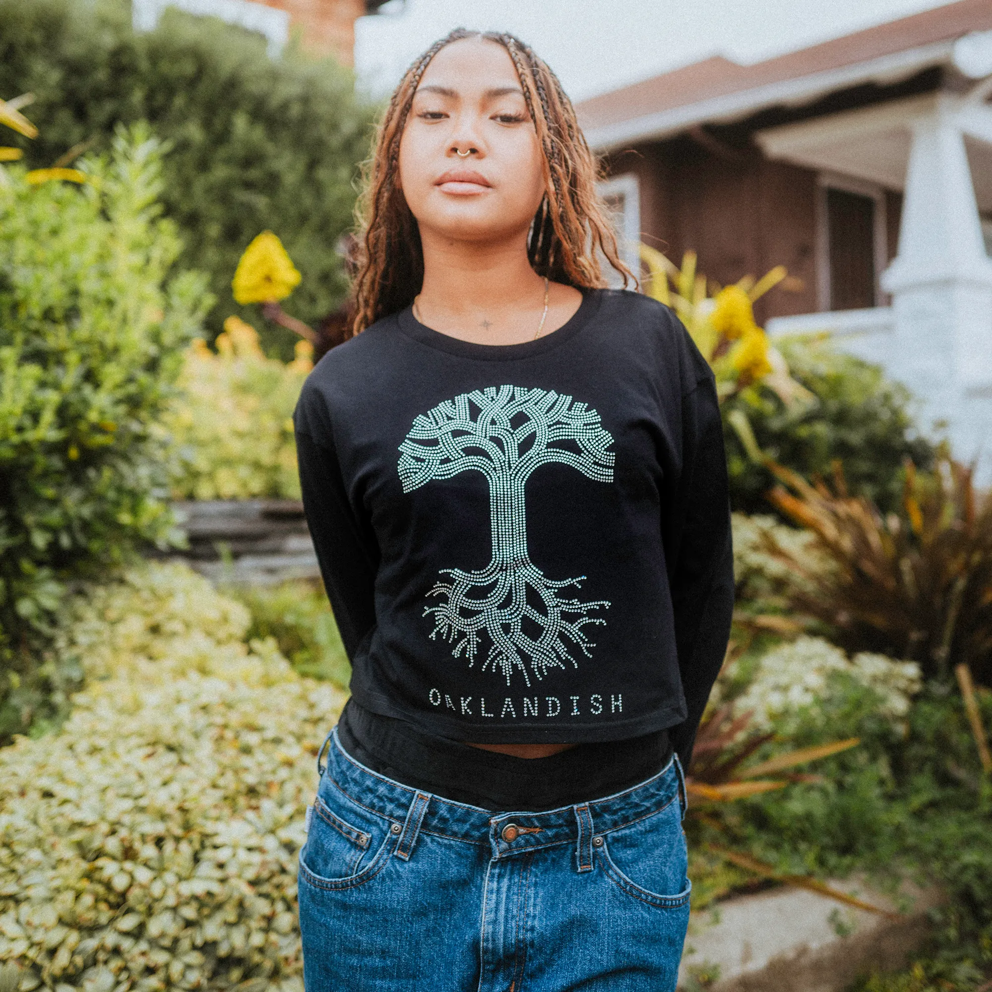 Women's Oaklandish Classic Logo Rhinestone LS Tee