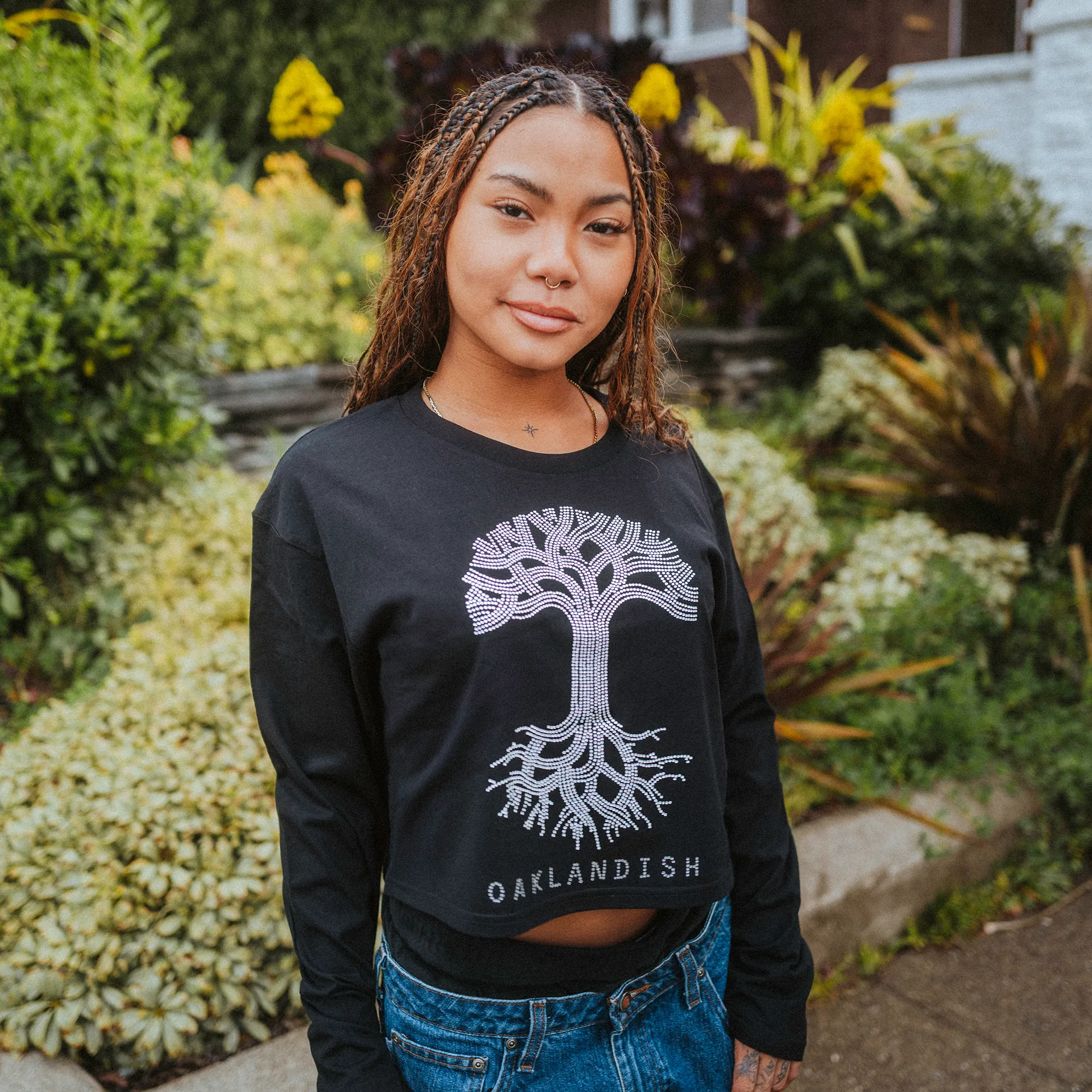 Women's Oaklandish Classic Logo Rhinestone LS Tee